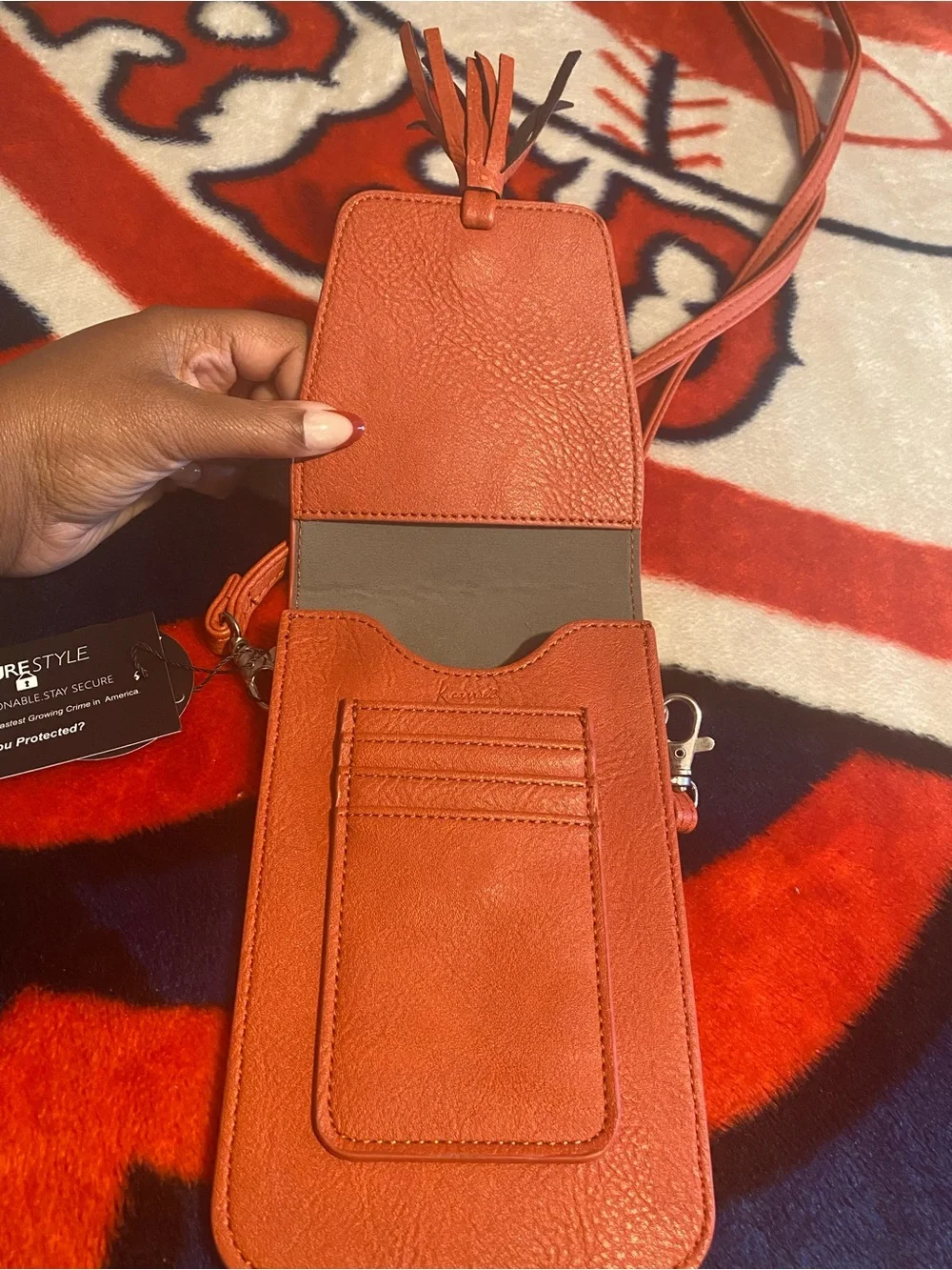 Women's K. Carroll Crossbody Phone Bag with Tassel - Orange
